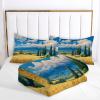 ANALTIRCE Twin Size Quilt Sets, Abstract Wheat Field Cypress Tree Pattern Quilt Bedding with 1 Matching Pillowcases, 2 Pieces Mountains Soft Medium Weight Comforter for All Season(68" x 86") view 4
