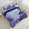 104" x 90" Coverless Quilt 7.5 Tog, Reversible Washable Purple Quilted Duvet, Super Soft Warm Comfy Fog City 3 Bedding Camping Duvet with 2 Pillowcases King view 1