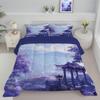 104" x 90" Coverless Quilt 7.5 Tog, Reversible Washable Purple Quilted Duvet, Super Soft Warm Comfy Fog City 3 Bedding Camping Duvet with 2 Pillowcases King view 2