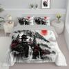 ANALTIRCE Coverless Quilt Set with 1 Pillowcases, 7.5 Tog 68" x 86" Size Reversible Duvet All Seasons with Ink Painting Mountains Pattern, Lightweight and Warm Black 2 Comforter Twin view 2