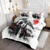 ANALTIRCE Coverless Quilt Set with 1 Pillowcases, 7.5 Tog 68" x 86" Size Reversible Duvet All Seasons with Ink Painting Mountains Pattern, Lightweight and Warm Black 2 Comforter Twin view 3