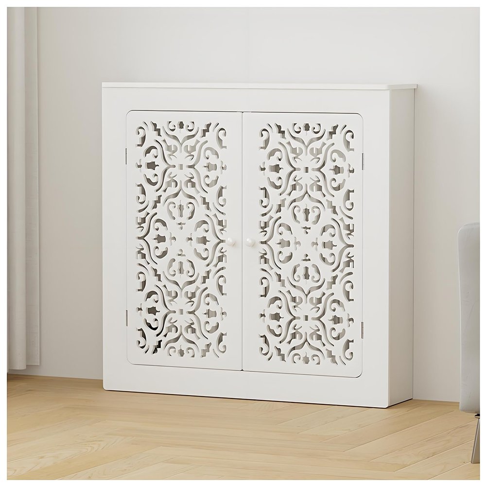 White Steam Radiator Covers Household for Old Radiators, Waterproof/Flame Retardant, Hide Cluttered Pipes, Decoration Furniture Radiator Covers for Kitchen/Hallway/Living Room/Off B 19.7"Lx31.5"Hx6"D