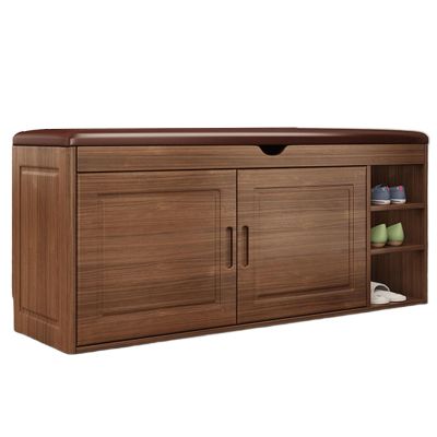 Entryway Shoe Storage Bench Flip-top Storage PU Leather Seat Cushion Shoe Bench with Storage Cabinet Doors Shoe Cubby for Entryway Bedroom Living Room(Brown,100 * 35 * 53cm)