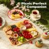 Oreilet Charcuterie Board with Lid and Handle, Portable Cheese Board with 6 Compartments, Travel Charcuterie Snackle Box Cutting Boards Meat Fruit Serving Tray Platter (Square Tray) view 2