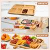 Oreilet Charcuterie Board with Lid and Handle, Portable Cheese Board with 6 Compartments, Travel Charcuterie Snackle Box Cutting Boards Meat Fruit Serving Tray Platter (Square Tray) view 3