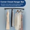 Curved Corner Closet Rod, 2 cm Diameter ThickedCloset Rod for Clothing Display, Heavy Duty Metal Wardrobe Assistant Corner Supports 44 lbs(Gold,30cm(11 3/4 in)) view 2