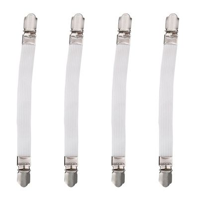 Odorkle 4PCS Elastic Crisscross Bed Mattress Sheet Straps Holder Clips Easy Install Adjustable Fasteners Keep Sheets Tightly Good Resilience Protects Fabric 8in Stretchable (Black White) (White)