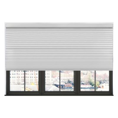 BlindsAvenue Simply Motorized Cellular Shades with Remote Control, Automatic Electric Cordless Wireless Blinds for Indoor Window, Blackout Blind, Color: White, Size: 51" W x 48" L
