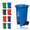 Large Trash Can Outdoor Garbage Can with Lid and Wheels, High-Capacity Step-On Trash Can Available in 26/32/63 Gallon, Easy to Clean, Ideal for Outdoor & Commercial Use(Blue,63 Gallon) view 1