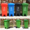 Large Trash Can Outdoor Garbage Can with Lid and Wheels, High-Capacity Step-On Trash Can Available in 26/32/63 Gallon, Easy to Clean, Ideal for Outdoor & Commercial Use(Blue,63 Gallon) view 2