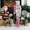 Pink Wooden Nutcracker Soldier Figurine, 30cm Christmas Table Decor view 4