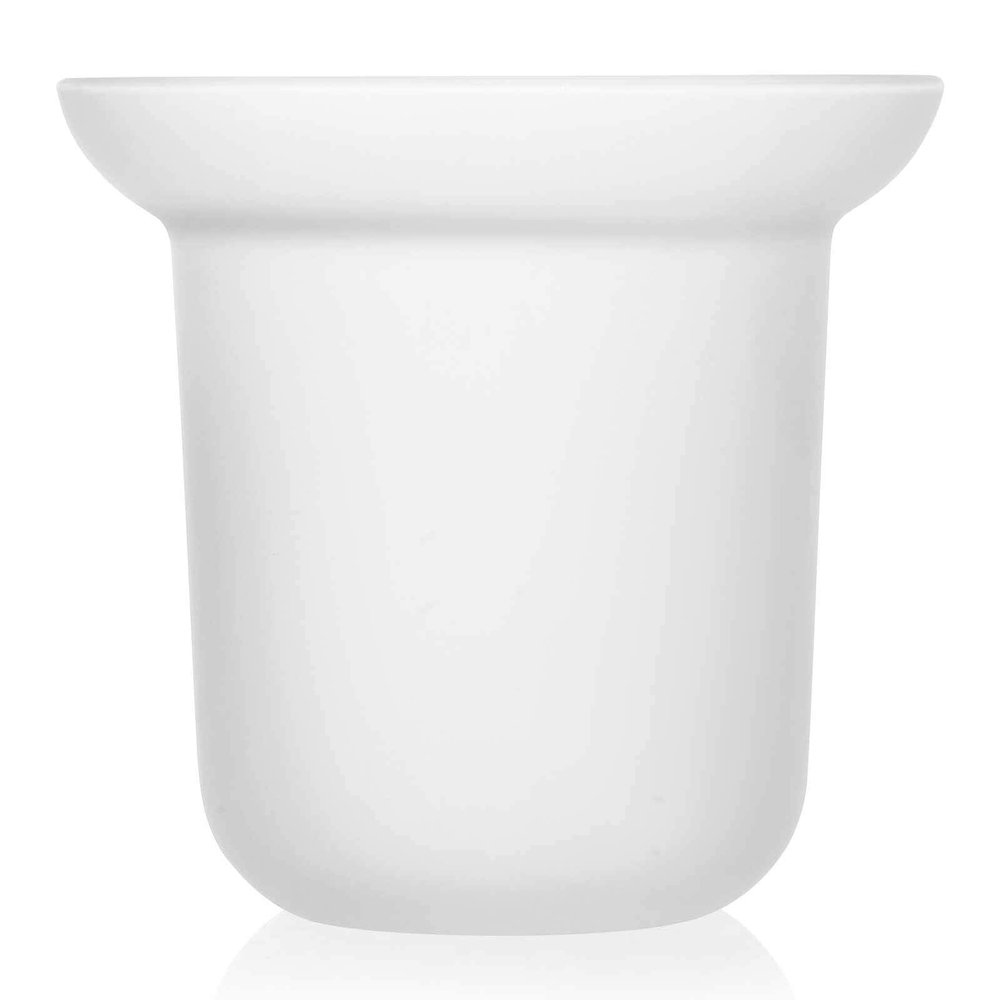 BESPORTBLE Frosted Glass Toilet Brush Holder with Anti-Slip Cup Surface Space-Saving Bathroom Storage Rack for Home Office Restrooms Clean Design