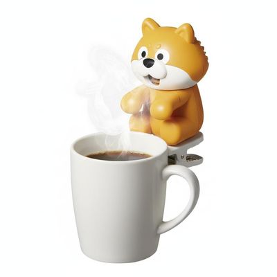 Clip-On Mini Fan for Cup & Bowl, Cute Animal Shaped Personal Fan for Cooling Coffee, Baby Food & Drinks, Portable Desk & Kitchen Fan (Yellow-Orange, 3.35)