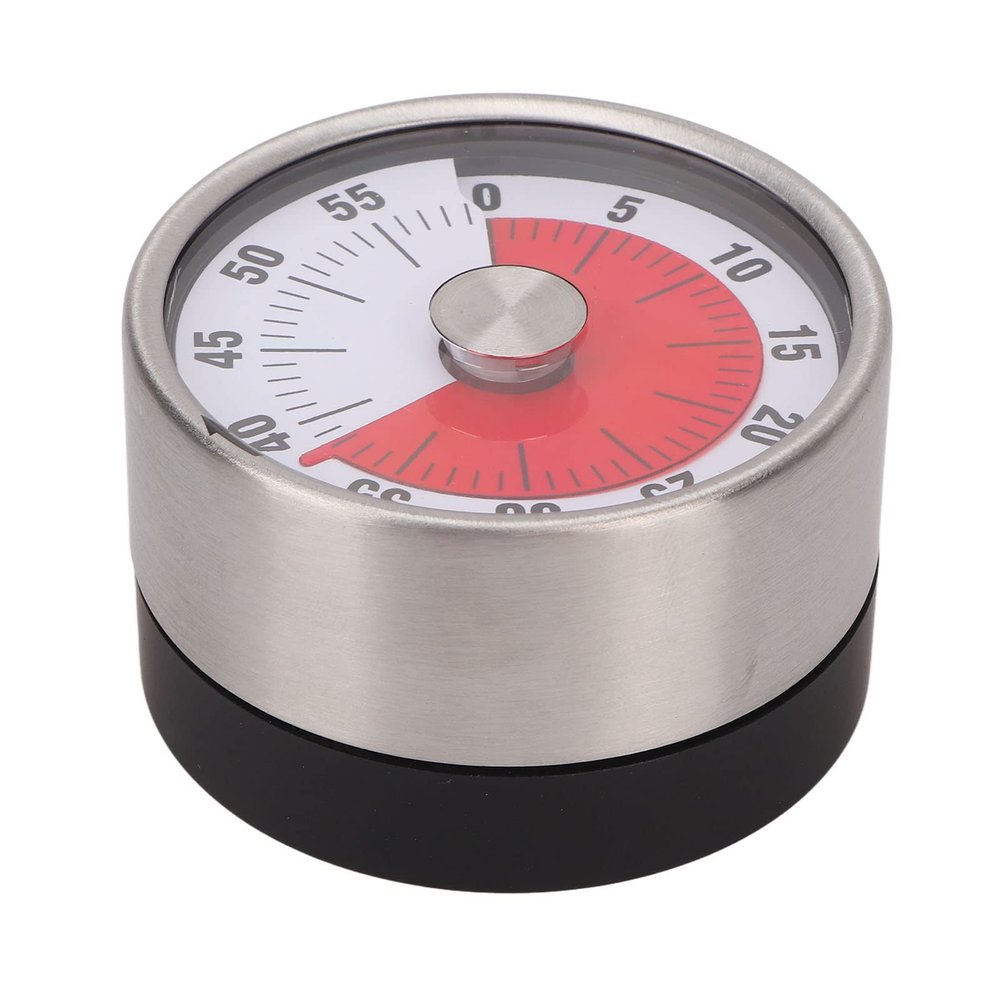 Retro Round Mechanical Visual Timer, Digital Countdown Timer for Kitchen Baking Study Work Hair Dyeing Fitness, ABS Material with Clear Scale and 304 Stainless Steel Design,