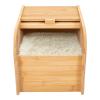 22 lbs Bamboo Rice Storage Container with Sliding Lid & Measuring Cup, Airtight Dry Food Organizer for Kitchen Countertop - Large Capacity Grain Bin for Flour, Nuts, Beans, Pet Food - Natural Wood view 1