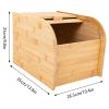 22 lbs Bamboo Rice Storage Container with Sliding Lid & Measuring Cup, Airtight Dry Food Organizer for Kitchen Countertop - Large Capacity Grain Bin for Flour, Nuts, Beans, Pet Food - Natural Wood view 2