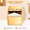 22 lbs Bamboo Rice Storage Container with Sliding Lid & Measuring Cup, Airtight Dry Food Organizer for Kitchen Countertop - Large Capacity Grain Bin for Flour, Nuts, Beans, Pet Food - Natural Wood view 3