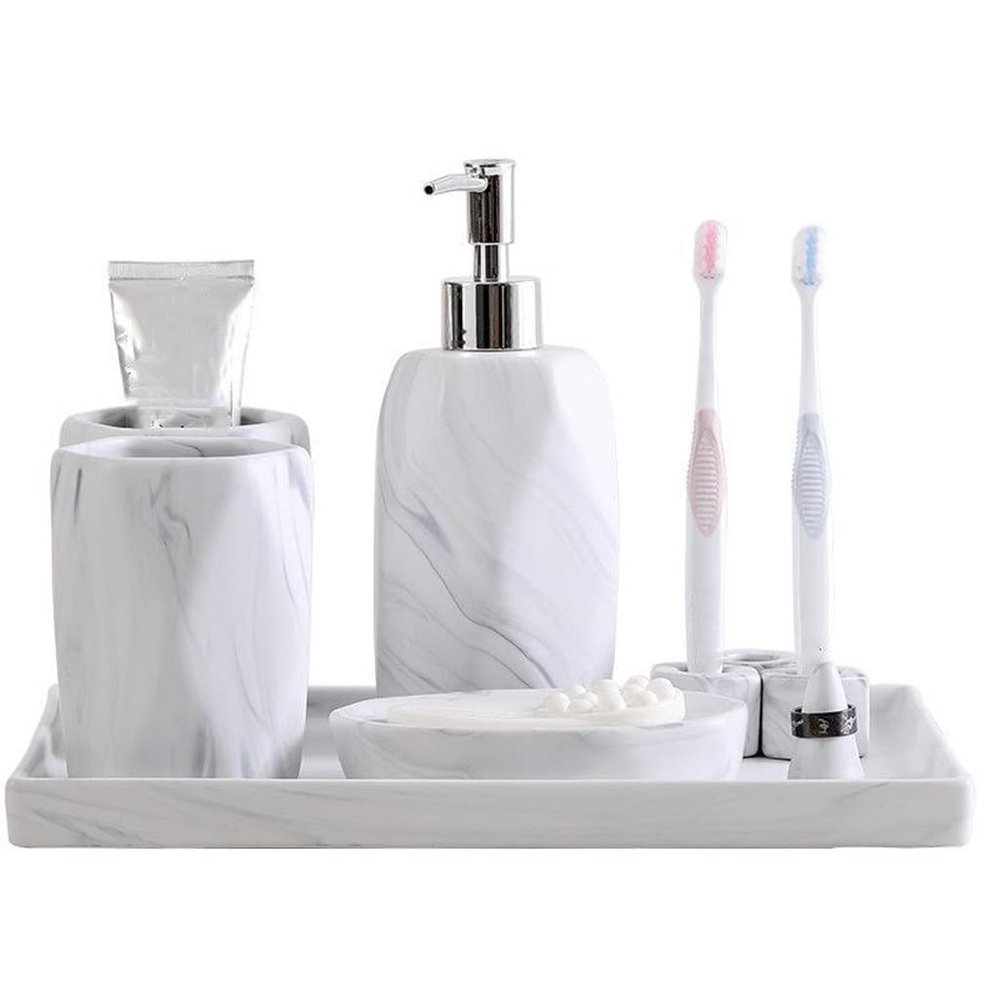 Marbled Bathroom Six-piece Set Nordic Supplies Suite Toilet Gargle Cup Wash Household