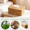 2 Pack Rectangle Wicker Tissue Box Cover Fits 120-Count (3-Ply) / 160-Count (2-Ply) Boxes, Natural Rattan Woven Facial Tissue Holder, Decorative Tissue Box Holder for Bathroom view 4
