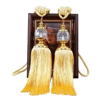 1Pair Tassel Curtain Tiebacks Single Hanging Ball Tassels Decorative Curtain Holdbacks for Drapes Decorative Tassel Ties Hook for Sheer Curtains(Golden Yellow)