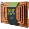 3 Pack Bamboo Cutting Board Set with Non Slip Solid Wood Cutting Boards Non Toxic Chopping Board for Kitchen Small Cutting Board Non Plastic Charcuterie Boards Meat Healthy Bread Cutting Board Sets view 1