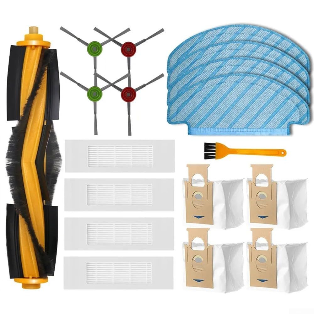 For Deebot N10/N10 PLUS: Main Brush Replacement Parts, Side Brushes, Filter, Mop Cloths, Dust Bags & Cleaning Tool  18-Piece Set