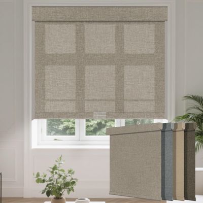 Boolegon Light Filtering Roller Shades for Windows, Linen Fabric, Cordless Roller Blinds for Window, Thermal Insulated UV Protection Window Shades for Home,Bedroom Office, Light Brown, 70" W x 64" H