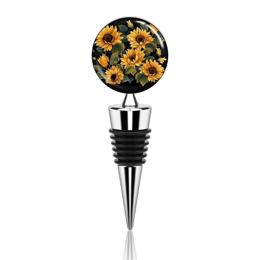Zinc Alloy Sunflower Wine Stopper Sealing Wine Bottle Stopper Reusable Beverage Preserver Decorations Wine Cork Plug for Party Holiday Wedding Camping Bar