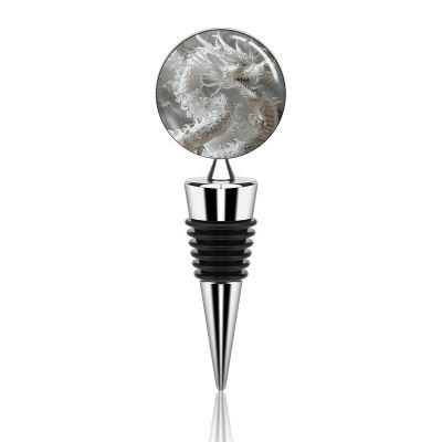Zinc Alloy White Dragon Style Wine Stopper Sealing Wine Bottle Stopper Reusable Beverage Preserver Decorations Wine Cork Plug for Party Holiday Wedding Camping Bar