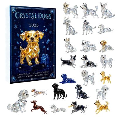 2025 24 Days Crystal Dog Advent Calendar - 2D Acrylic Dog Lovers Countdown Pendant for Home, Car Mirror, Wall, Window, Adults, Kids, Party