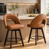 YaFiti 24" Counter Height Bar Stools Set of 2, Faux Leather, Light Tan view 1