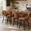 YaFiti 24" Counter Height Bar Stools Set of 2, Faux Leather, Light Tan view 2