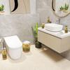 Bathroom Accessory Set 6 Piece Frog Sitting Stump Under Red Mushroom Whimsical Toothbrush Cup Toothbrush Holder Soap Dispenser Soap Dish Trash Can with Lid Toilet Brush Holder Counter Decor view 3