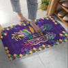Bath Rug Indoor Doormat Mardi Gras Ethnic Tribal Feather Non-Slip Soft Fluffy Door Mat Entrance Rugs, Mask on Purple Diamond Grid Floor Shaggy Carpet for Bathroom Bedroom Living Room 24x35in view 1