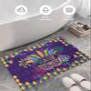 Bath Rug Indoor Doormat Mardi Gras Ethnic Tribal Feather Non-Slip Soft Fluffy Door Mat Entrance Rugs, Mask on Purple Diamond Grid Floor Shaggy Carpet for Bathroom Bedroom Living Room 24x35in view 3