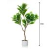 3.3 FT/39.4 in Lifelike Fiddle Leaf Fig Tree with Realistic Trunk, Faux Indoor Plant in Pot for Home and Office Decoration view 2