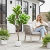 3.3 FT/39.4 in Lifelike Fiddle Leaf Fig Tree with Realistic Trunk, Faux Indoor Plant in Pot for Home and Office Decoration view 3