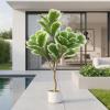 3.3 FT/39.4 in Lifelike Fiddle Leaf Fig Tree with Realistic Trunk, Faux Indoor Plant in Pot for Home and Office Decoration view 4