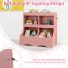 Costzon Toy Storage Organizer, 4-Cubby Kids Bookshelf with Footboard, Wooden Children's Bookcase, Montessori Toy Shelf for Playroom, Kids Room, Classroom (Pink, 4 Cubby(15.5" D x 26.5" W x 24.5" H)) view 4