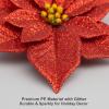 10pcs Artificial Flowers Glitter Poinsettia Ornaments Set with Clips, Premium Christmas Tree and Wreath Decorations for Holiday Home and Party Decor(Yellow) view 2