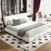 King Size Bed Frame with Ultra-Soft Cloud Pillow Tufted Headboard, Chenille Upholstered Platform Bed with Metal & Wooden Double-Slat Support, Sturdy Noise-Free Structure, No Box Spring Needed, White view 1