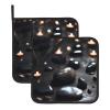 Black Mystery Heart Stone Pot Holders Sets.Twopiece Set with Silicone Nonslip mat and Hanging Loop, Suitable for Cooking, Oven use, and Grilling. view 1