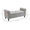 50" Storage Ottoman Bench, Upholstered End of Bed Bench with Rolled Arms, Wood Legs, Button Tufted Storage Bench with Safety Hinges for Living Room, Entryway, Bedroom, Gray view 2