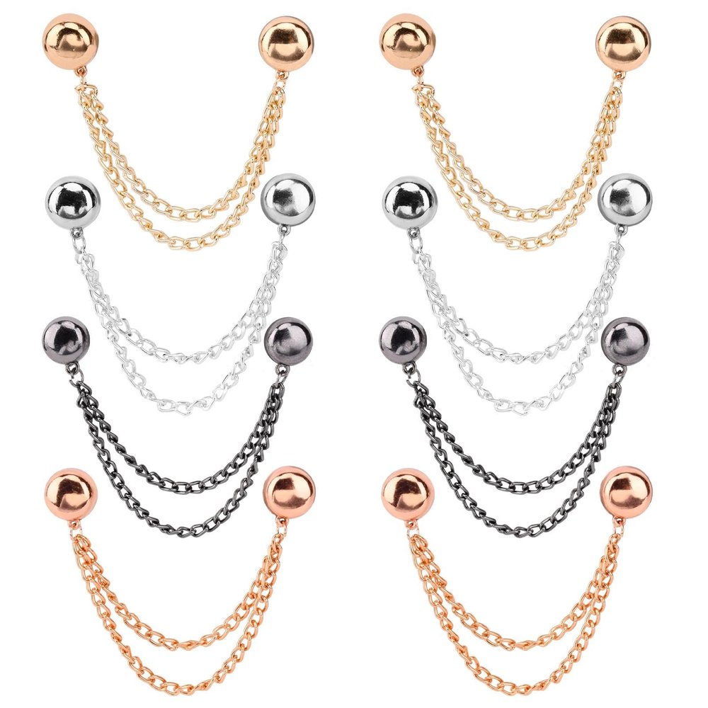 8Pcs Magnetic Clothing Clips with Chain, Multi-Function Magnetic Clothing Clips for Women Clothes Sleeves, Blouses, T Shirt, Pants(Color:Gold+Silver+Black+Rose Gold)