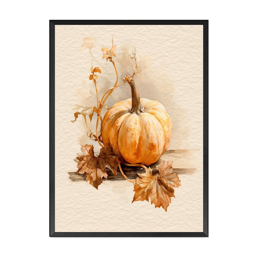 HSHYXARTYX Canvas Art Poster Rustic Autumn Pumpkin Botanical Art Print Bedroom and Kitchen Office Wall Decoration 8X12inch