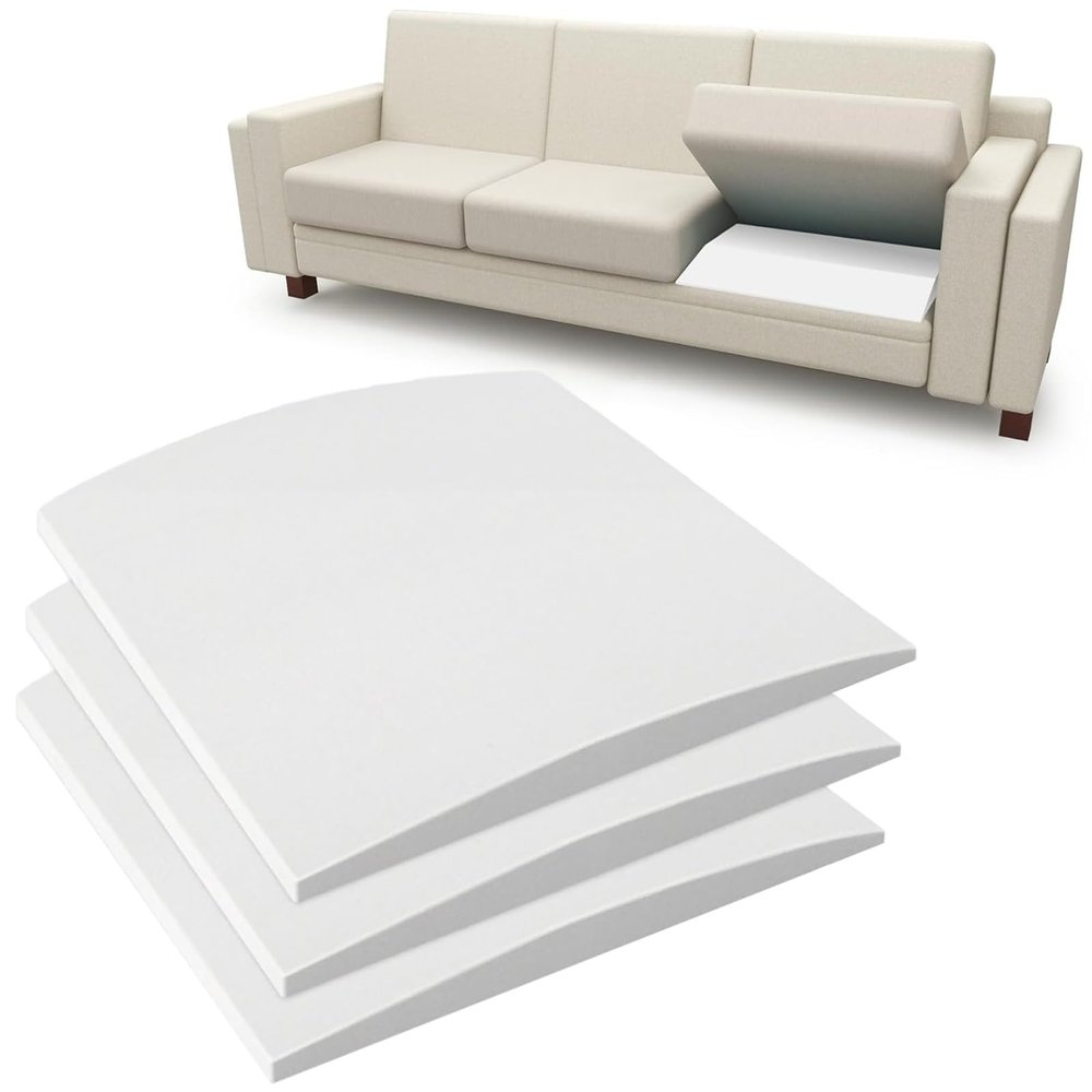 3 Pcs Couch Cushion Support for Sagging Seat, 23.6" x 23.6" Curved High-Density Foam Couches Saver Pads, Sofa Cushion Supporter Boards for Under Cushions Saggy Repair, White