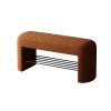 FUNEWBO Modern Entryway Bench, Teddy Fabric Upholstered End of Bed Bench, Soft Bedroom Ottoman Benches for Dining Living Room Entry Window(39.4 * 12.9 * 16.9in, Brown2) view 1