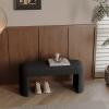 FUNEWBO Modern Entryway Bench, Teddy Fabric Upholstered End of Bed Bench, Soft Bedroom Ottoman Benches for Dining Living Room Entry Window(39.4 * 12.9 * 16.9in, Brown2) view 2