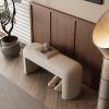 FUNEWBO Modern Entryway Bench, Teddy Fabric Upholstered End of Bed Bench, Soft Bedroom Ottoman Benches for Dining Living Room Entry Window(39.4 * 12.9 * 16.9in, Brown2) view 3