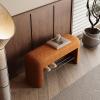 FUNEWBO Modern Entryway Bench, Teddy Fabric Upholstered End of Bed Bench, Soft Bedroom Ottoman Benches for Dining Living Room Entry Window(39.4 * 12.9 * 16.9in, Brown2) view 4